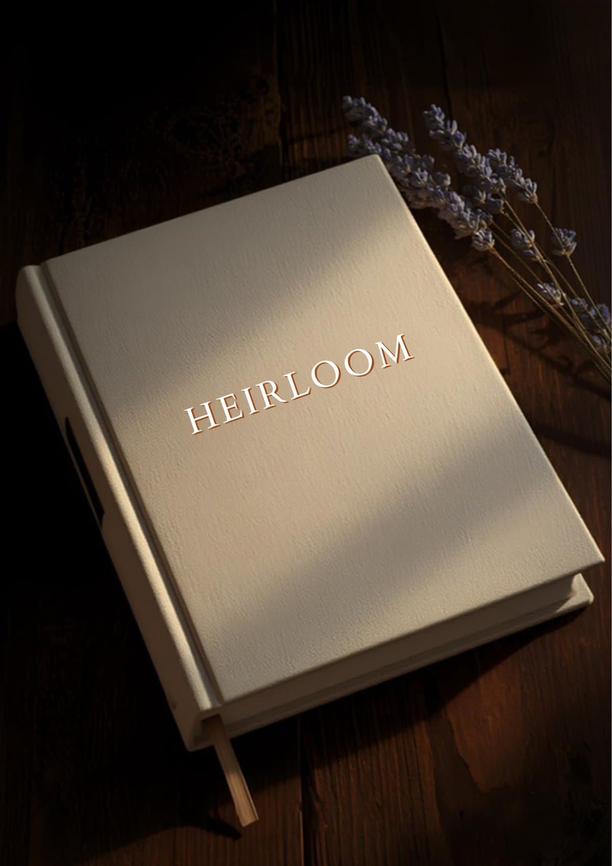 Heirloom hardcover linen-bound book with lavender